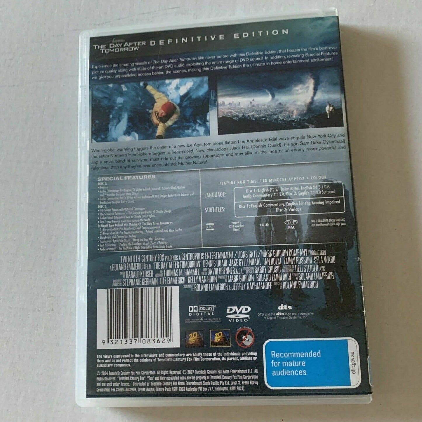 The Day After Tomorrow - Definite Edition (DVD, 2004, 2-Disc) Region 4