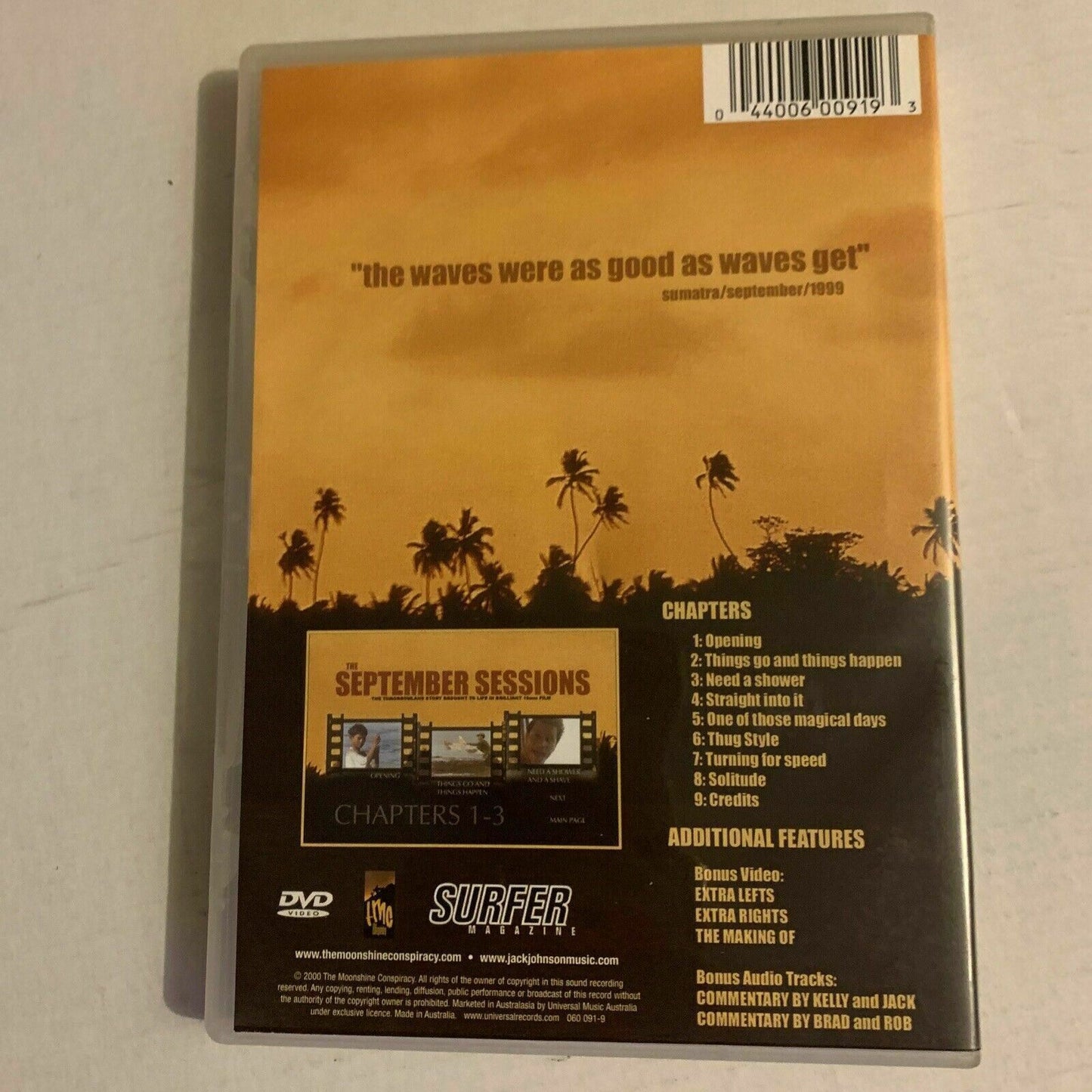 Jack Johnson: The September Sessions (DVD, 2002) Kelly Slater, Shane Dorian