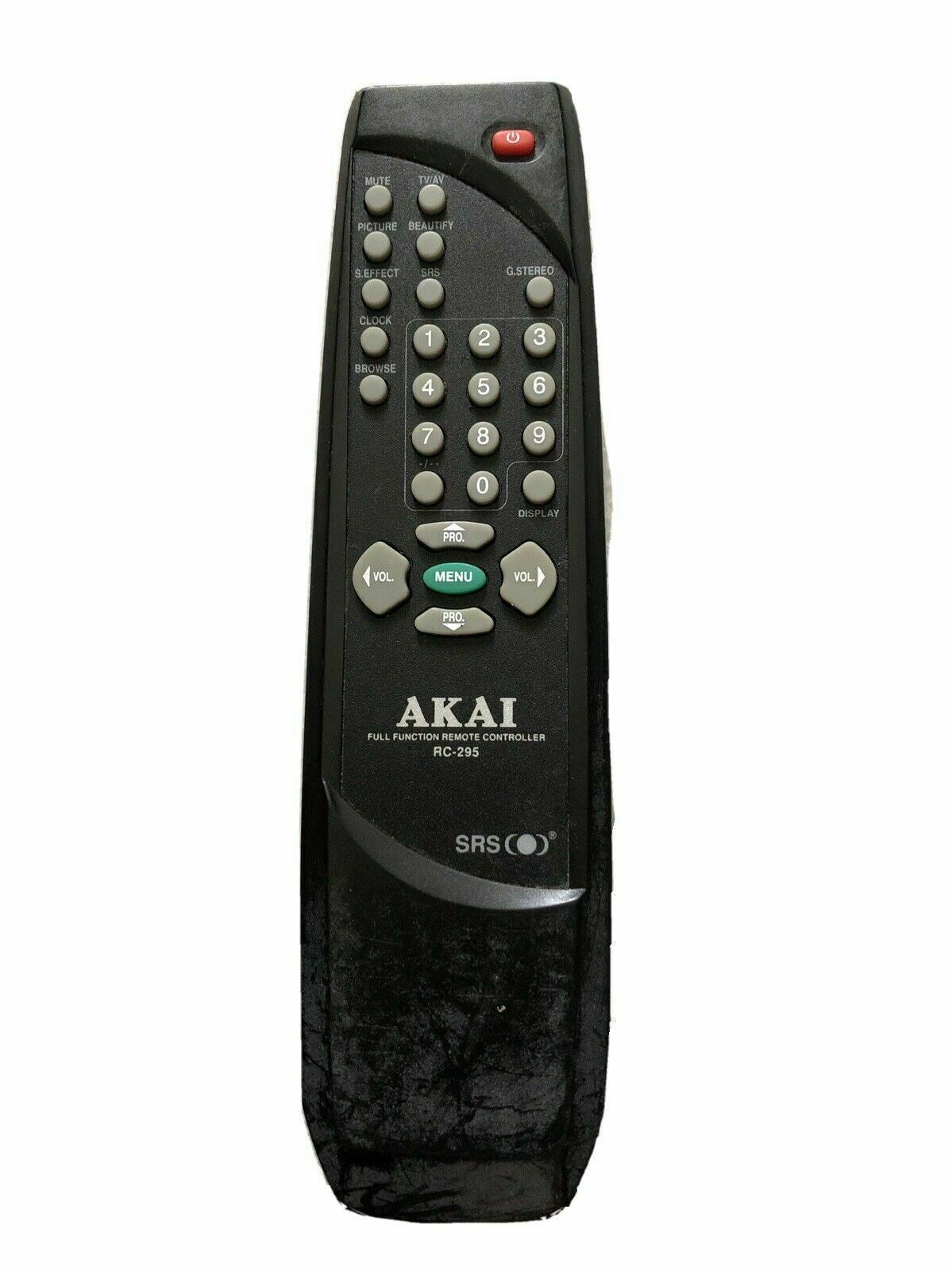 Genuine Akai RC-295 Remote Control (missing battery cover)