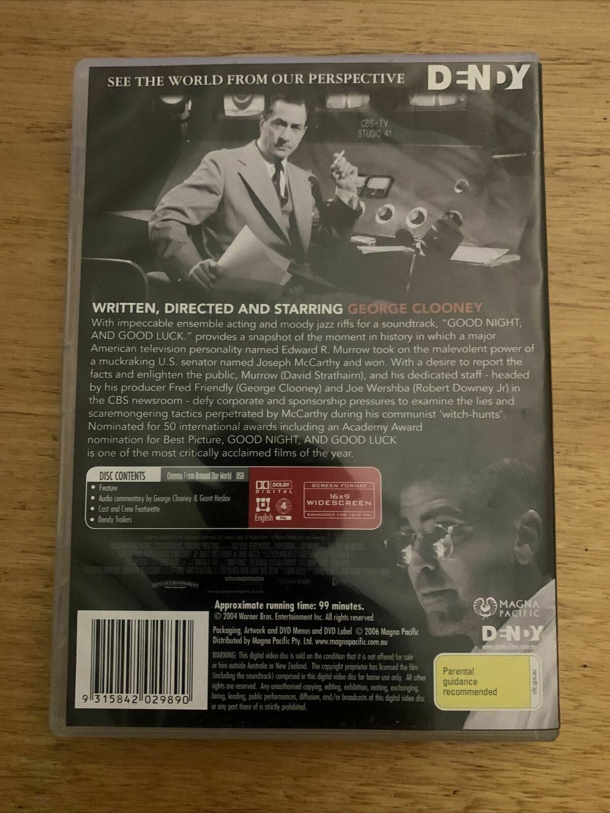 Good Night And Good Luck (DVD, 2005) David Strathairn, George Clooney. Region 4