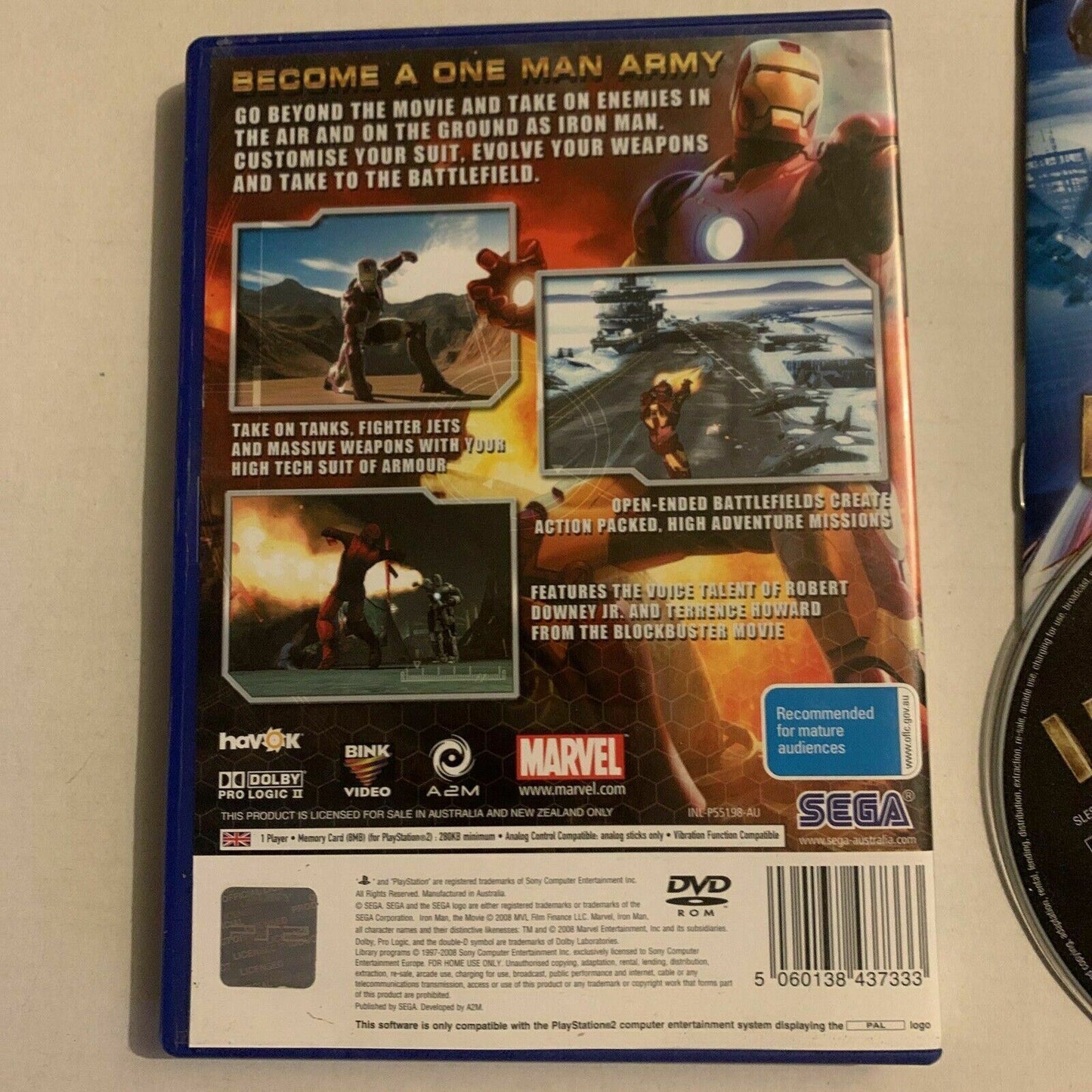 Iron Man - Sony PlayStation 2 PS2 PAL Game with Manual