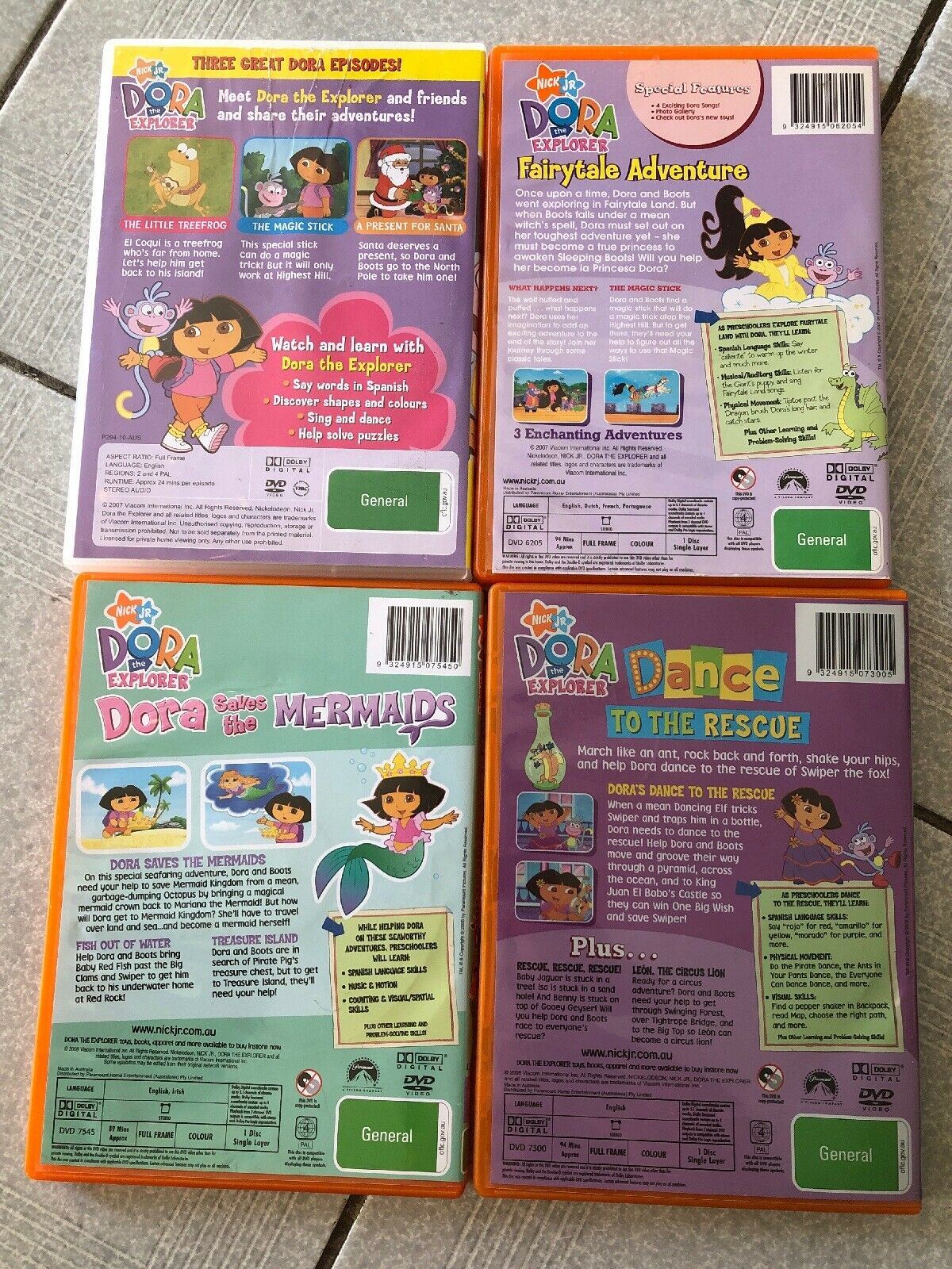 4x DVD - Dora The Explorer Dora's Fairytale Adventure, Save The Mermaids & More