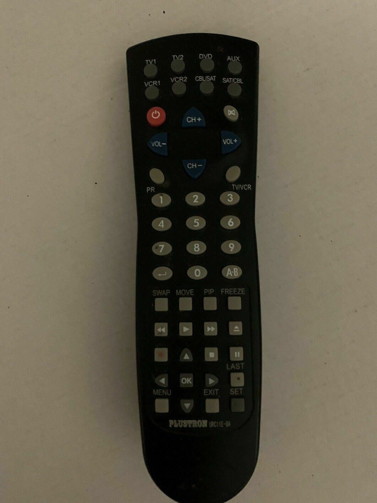 Plustron URC11E-8A Remote Control For TV VCR DVD