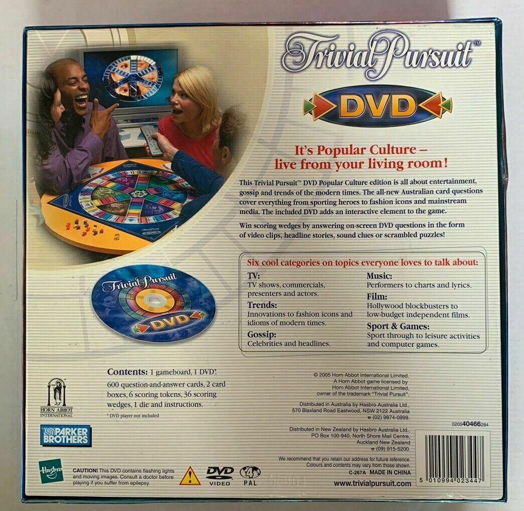 Trivial Pursuit DVD & Board Game Popular Culture Complete - Excellent condition