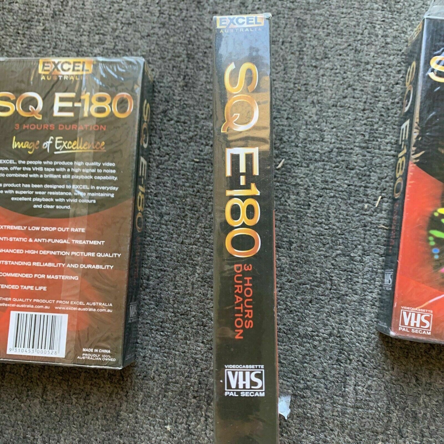 *New Sealed* 3x Blank VHS Video Cassette Tapes EXCEL SQ E180 VHS VCR 180 3 hour