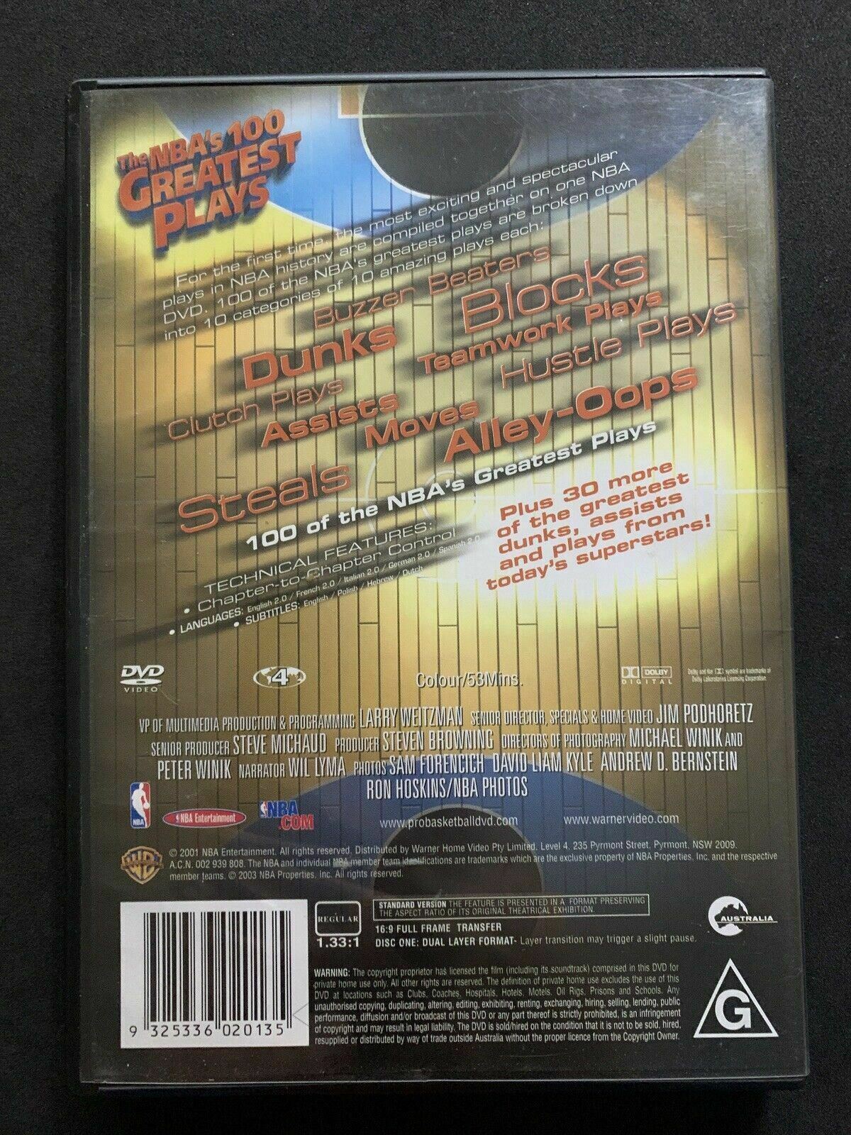 NBA 100 Greatest Plays (DVD, 2001) Region 4