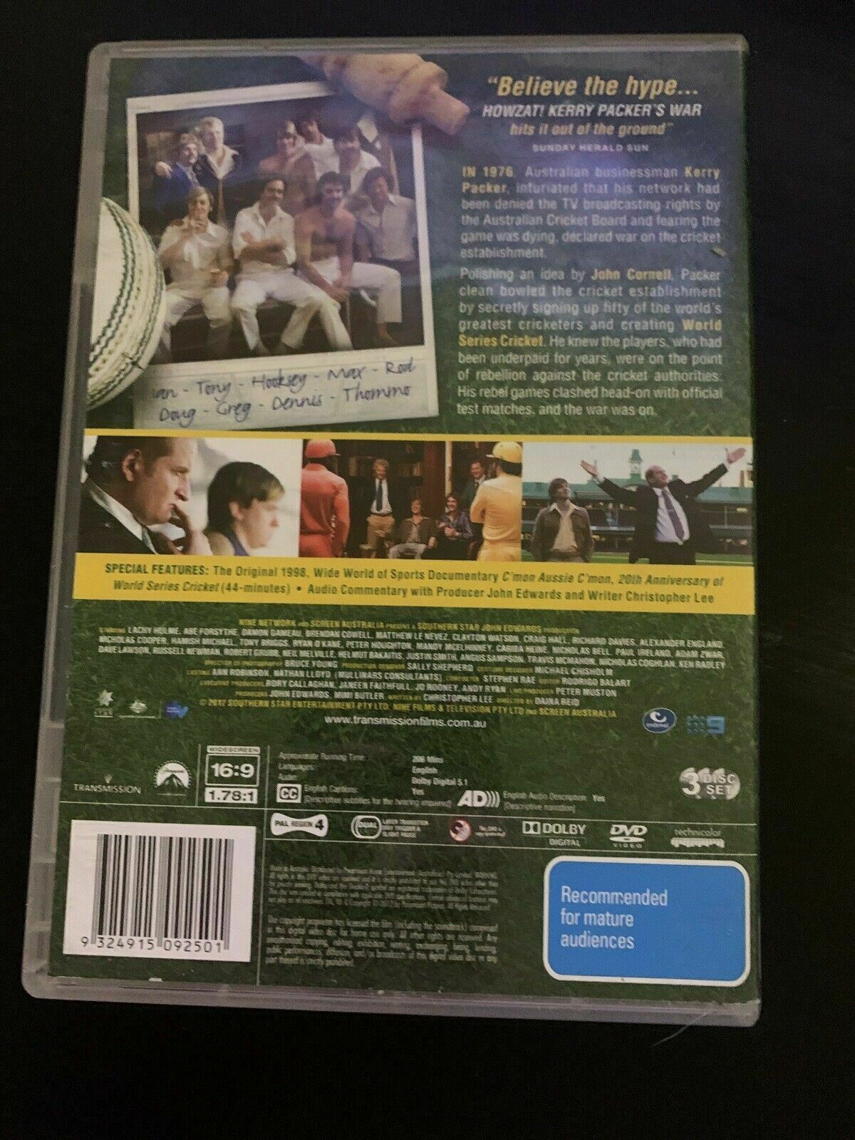 Howzat! Kerry Packer's War (DVD, 2012) Lachy Hulme, Abe Forsythe. Region 4