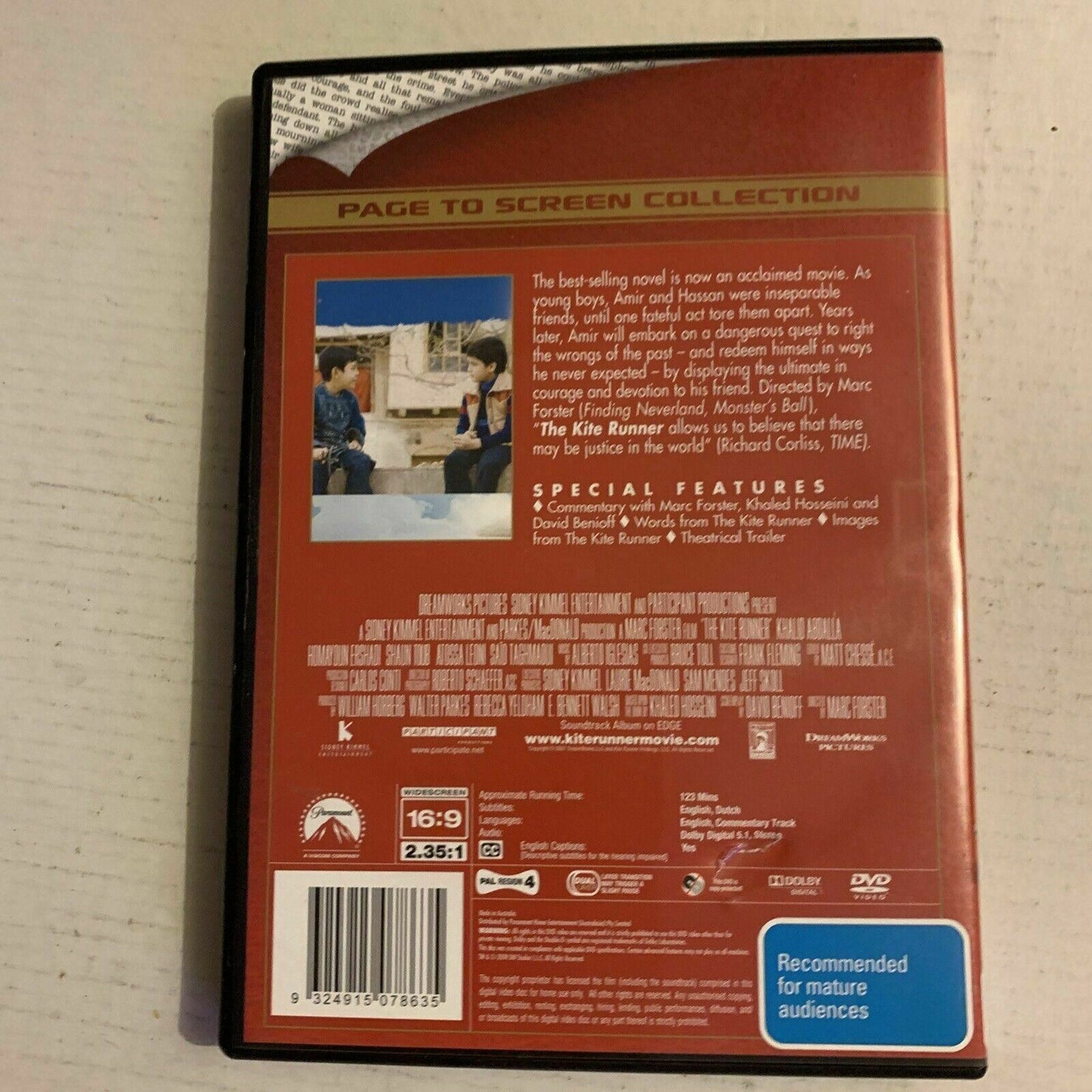 The Kite Runner (DVD, 2009) Khalid Abdalla, Homayoun Ershadi Region 4