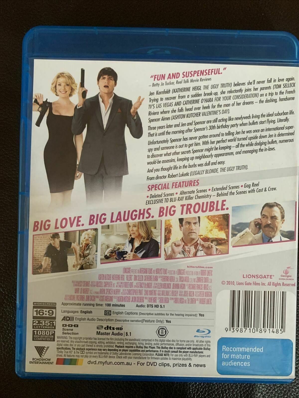 Killers (Blu-ray, 2010) Katherine Heigl, Ashton Kutcher, Tom Selleck - Region B