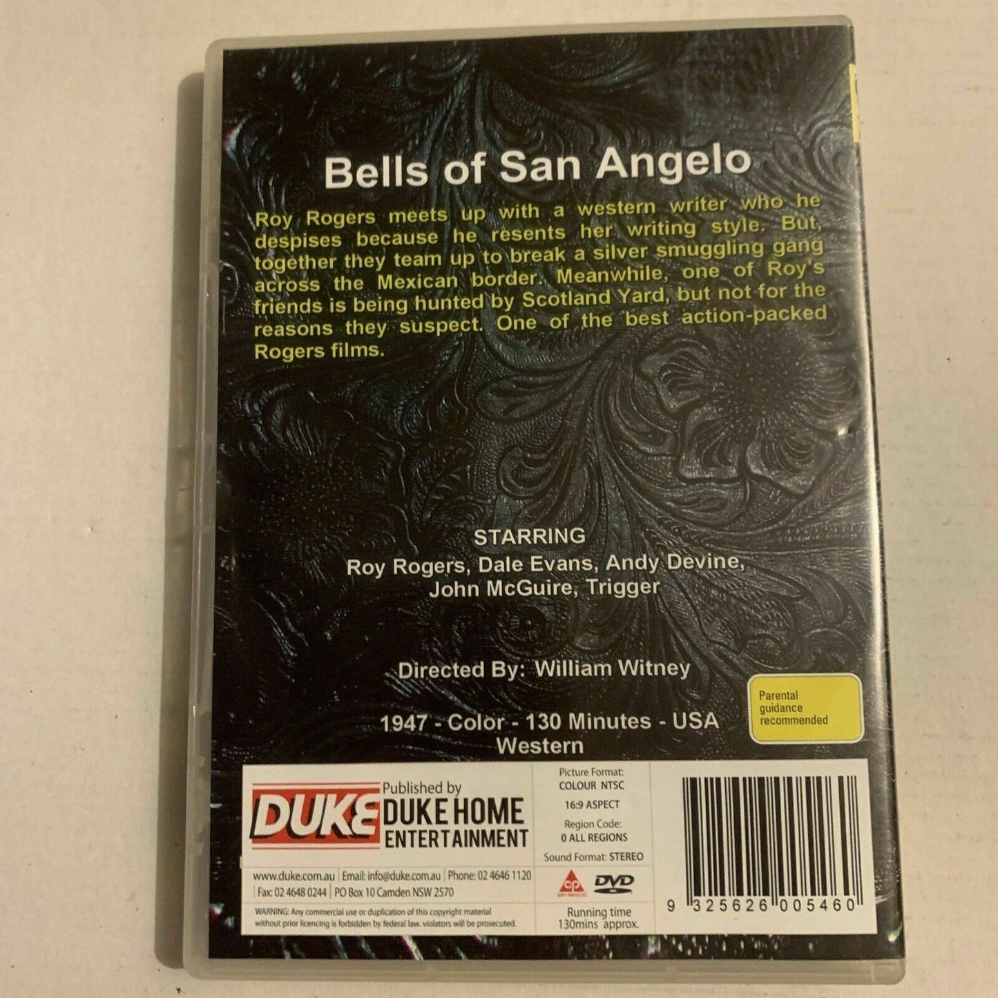 Bells Of San Angelo (1947) Roy Rogers, Dale Evans, Andy Devine. All regions