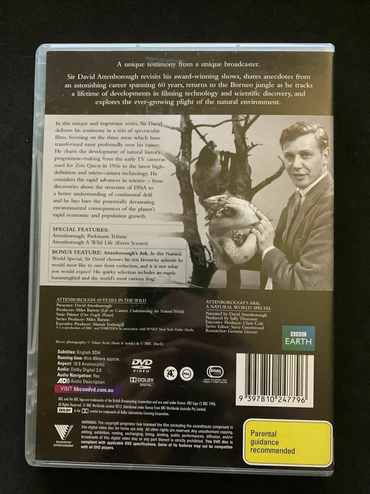 Attenborough - 60 Years In The Wild (DVD, 2013, 3-Disc Set) Region 4