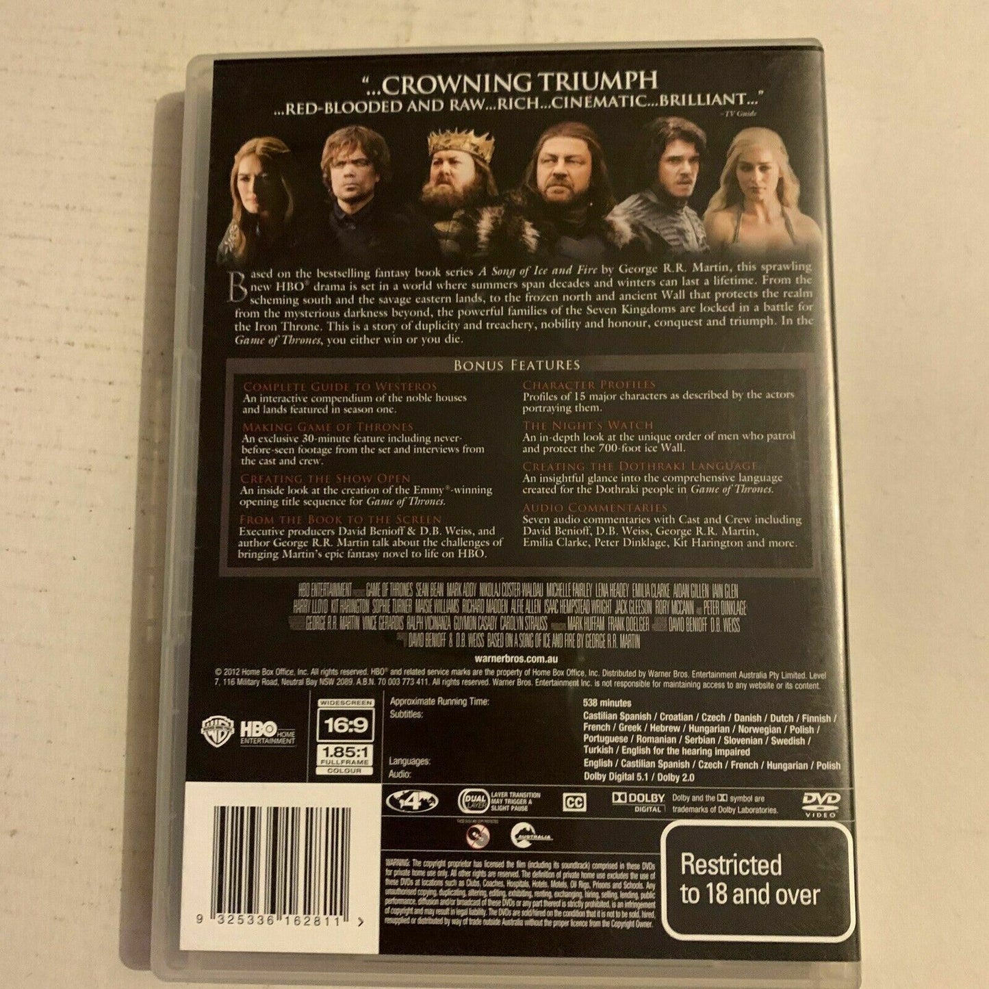 Game Of Thrones : Season 1 (DVD, 2012, 5-Disc Set) Region 4,2