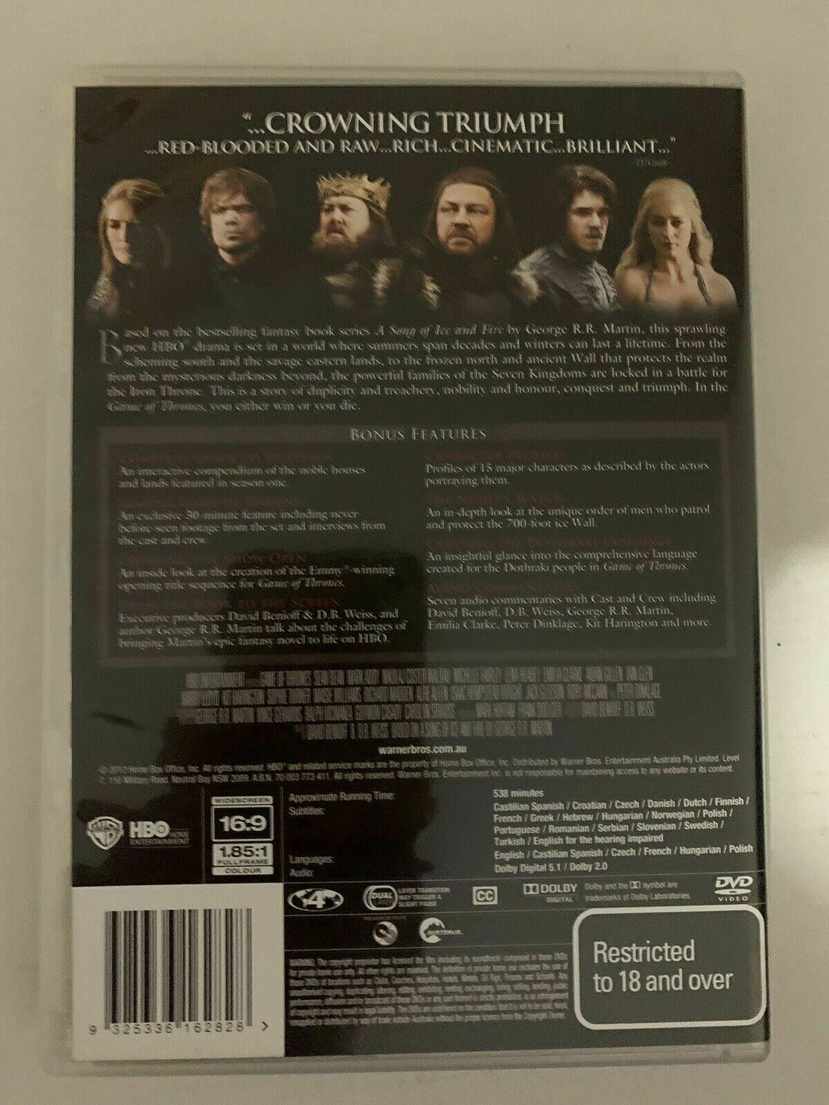 Game Of Thrones - The Complete First Season (DVD, 2012) Region 4