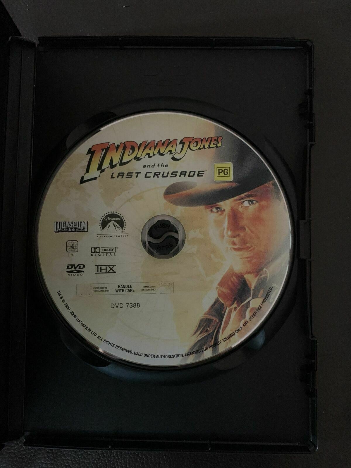 Indiana Jones And The Last Crusade (DVD, 1989) Harrison Ford, Sean Connery