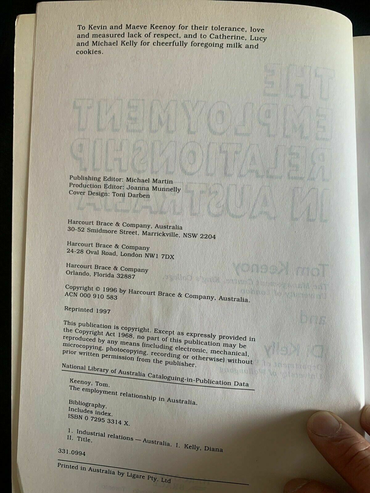 The Employment Relationship in Australia by D. Kelly, T. Keenoy (Paperback)