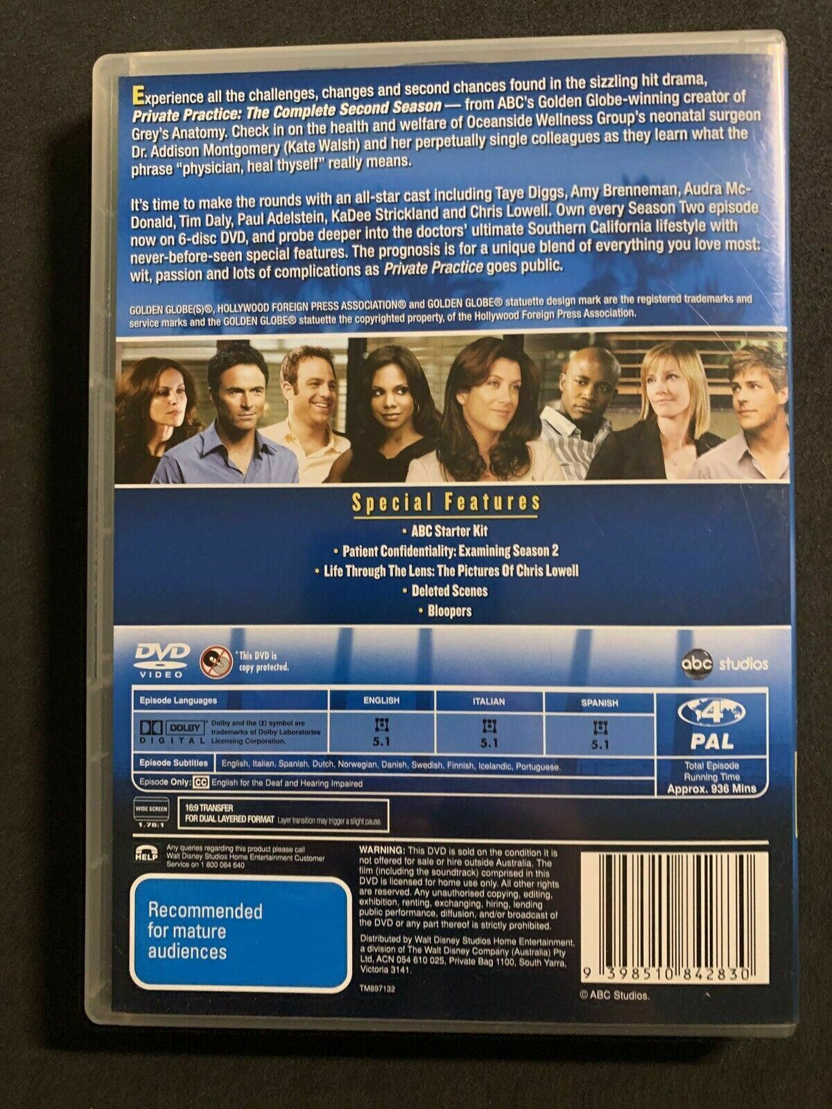 Private Practice : Season 2 (DVD, 2009, 6-Disc Set) Region 4