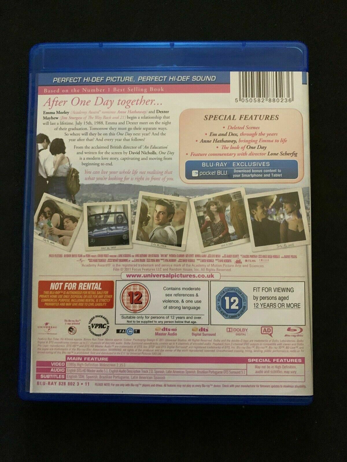 One Day (Blu-ray, 2011) Anne Hathaway, Jim Sturgess, Patricia Clarkson. Region B