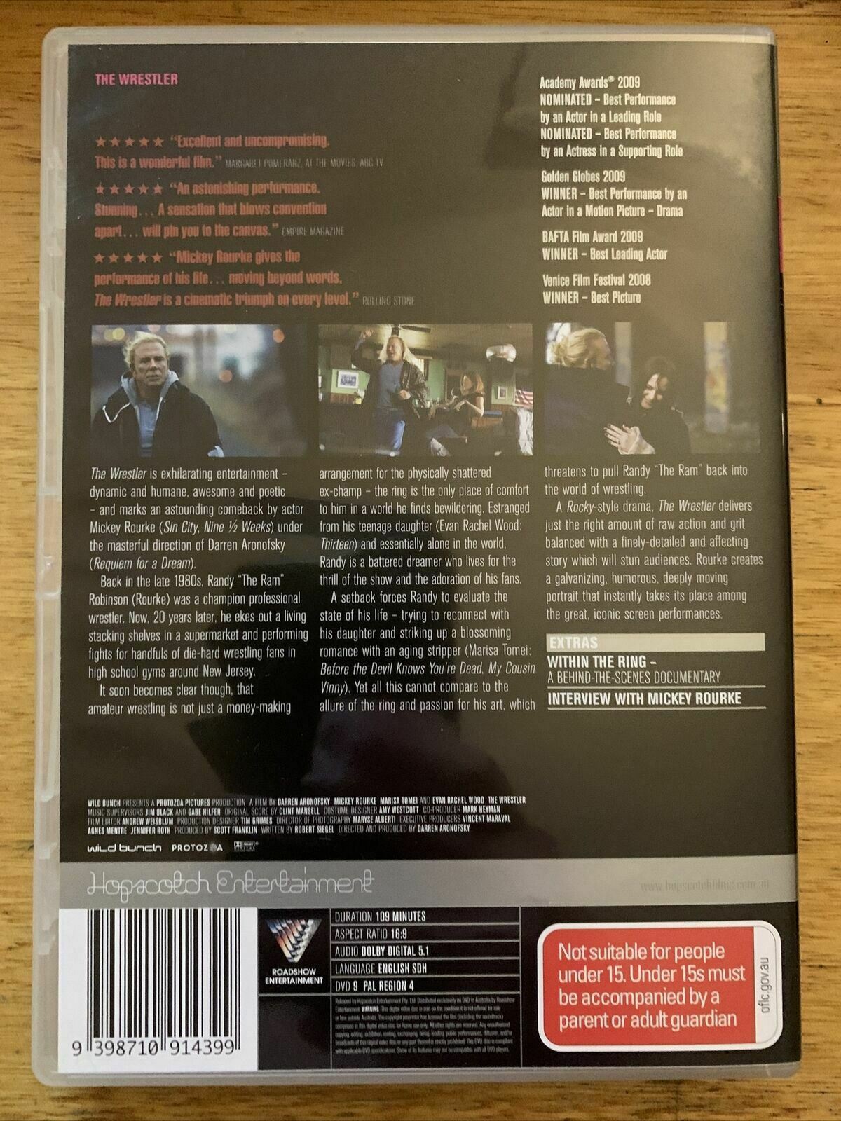 The Wrestler (DVD, 2009) Evan Rachel Wood, Marisa Tomei, Mickey Rourke. Region 4