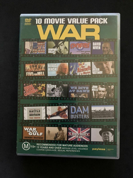 10 Movie Value Pack: WAR Bogart, Niven, Kinski, Ustinov DVD 4-Disk Set RARE