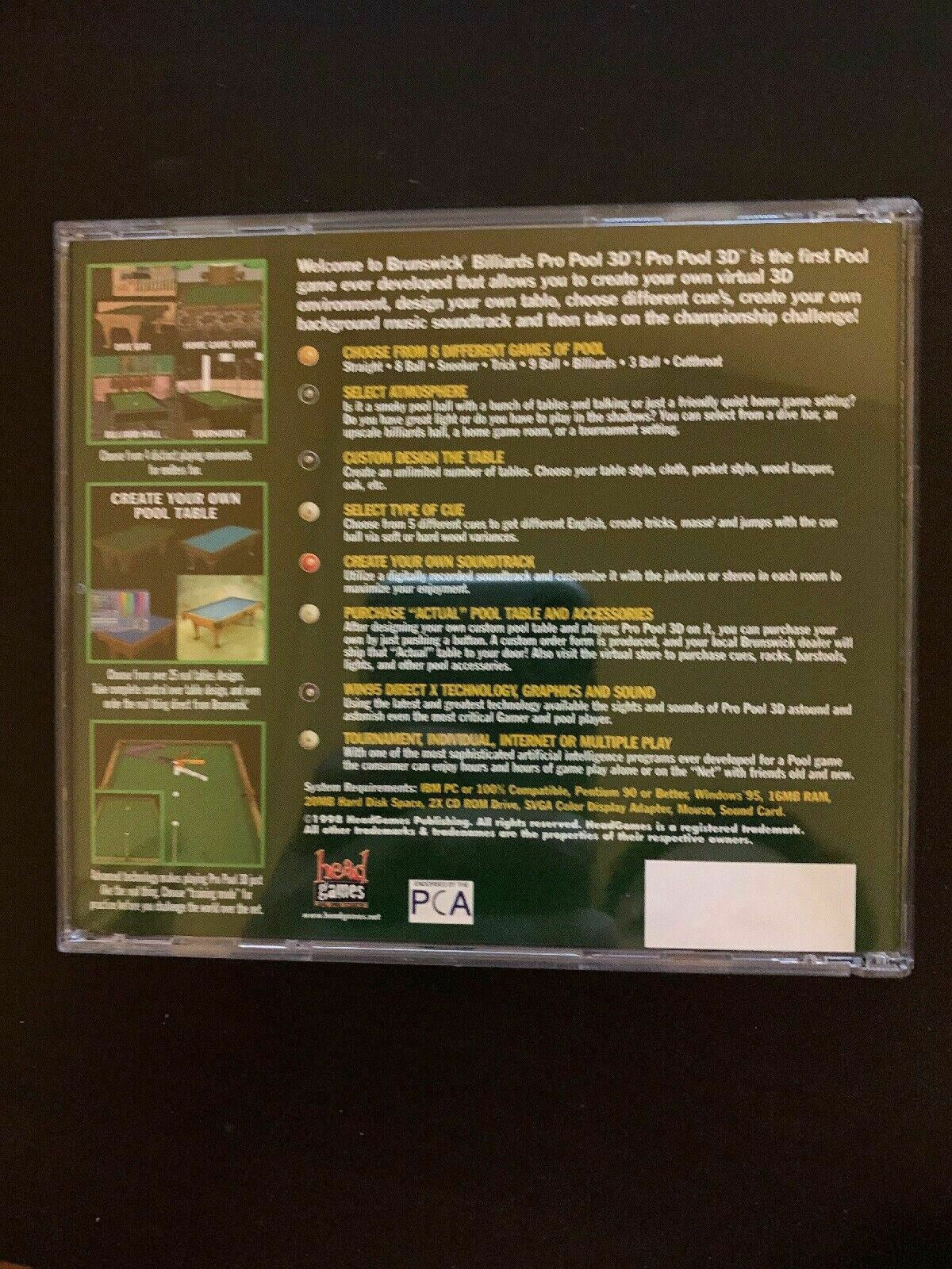 Brunswick Billiards Pro Pool 3D 1998 PC Cdrom Win 95 Vintage Pool Game