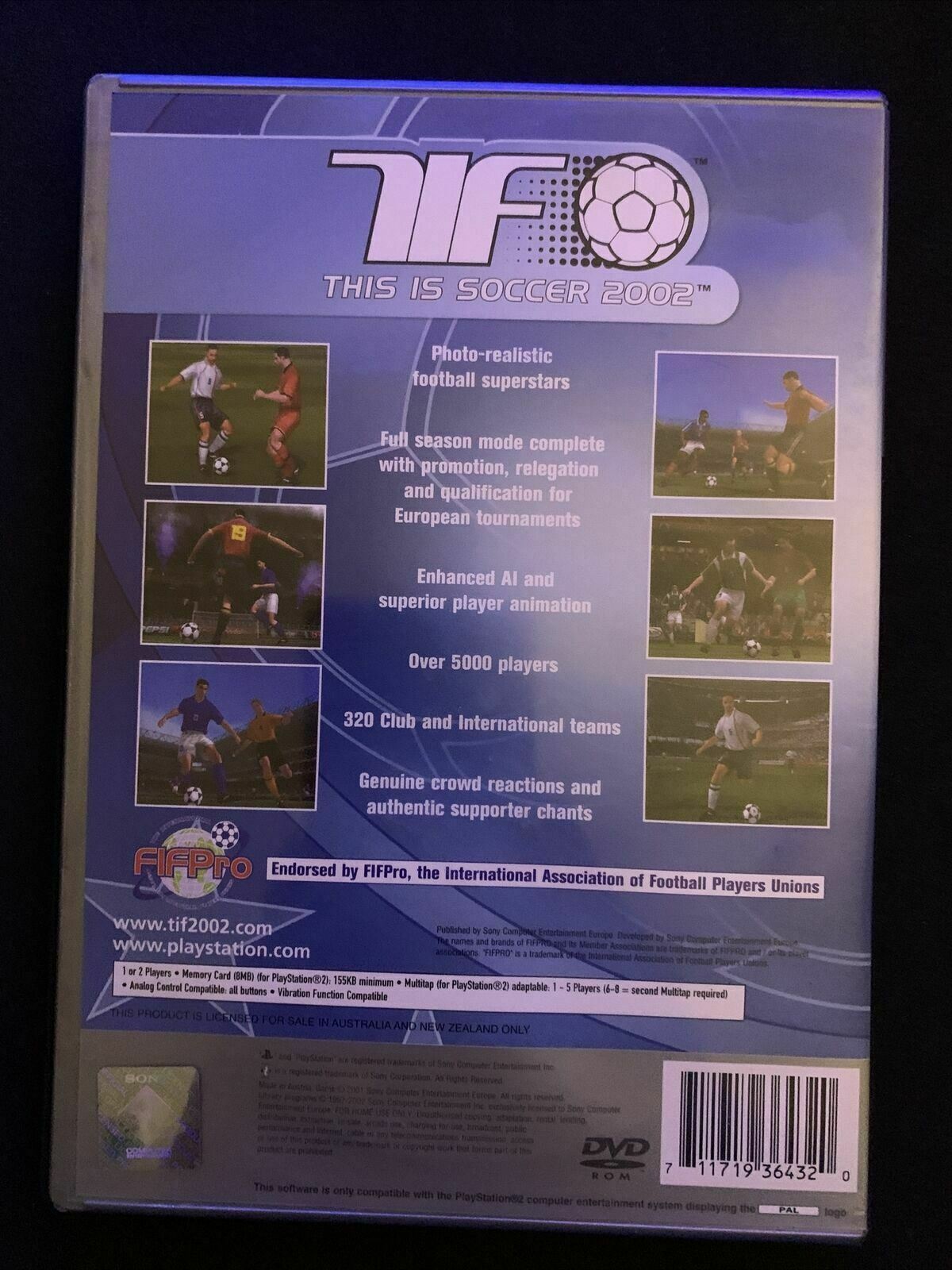 This is Soccer 2002 (Platinum) PS2 PAL Complete with Manual