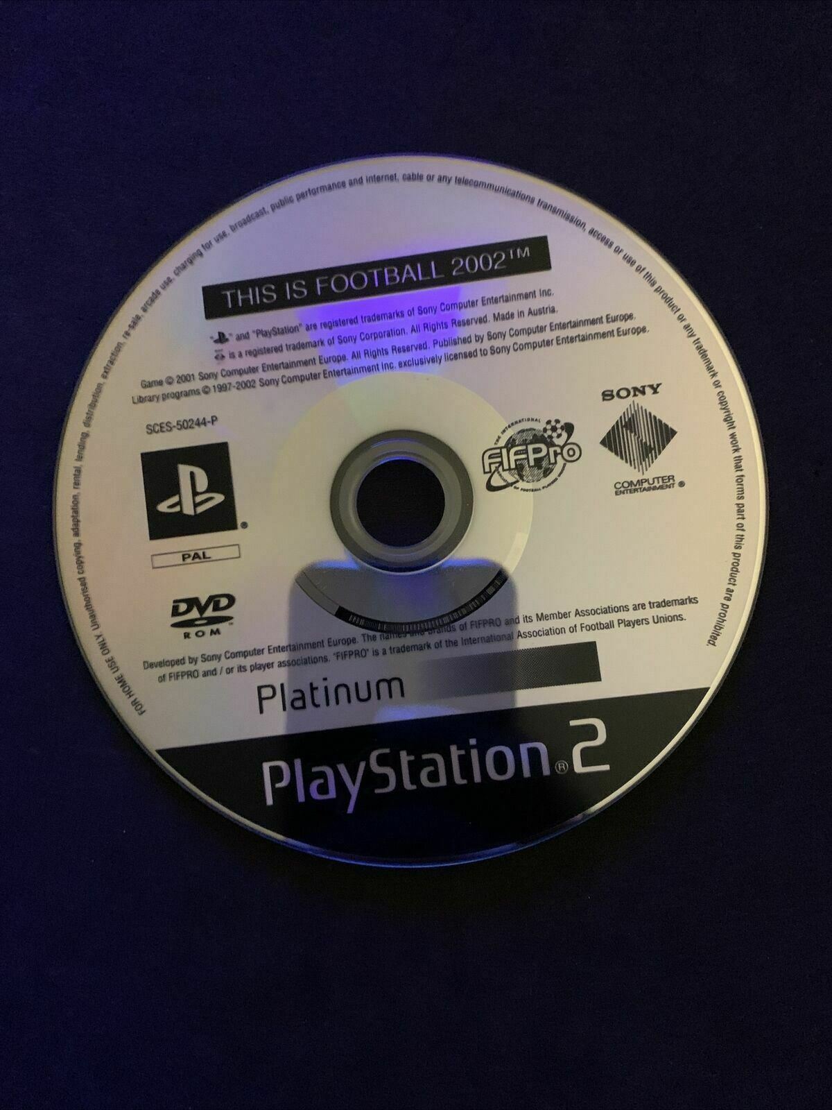 This is Soccer 2002 (Platinum) PS2 PAL Complete with Manual