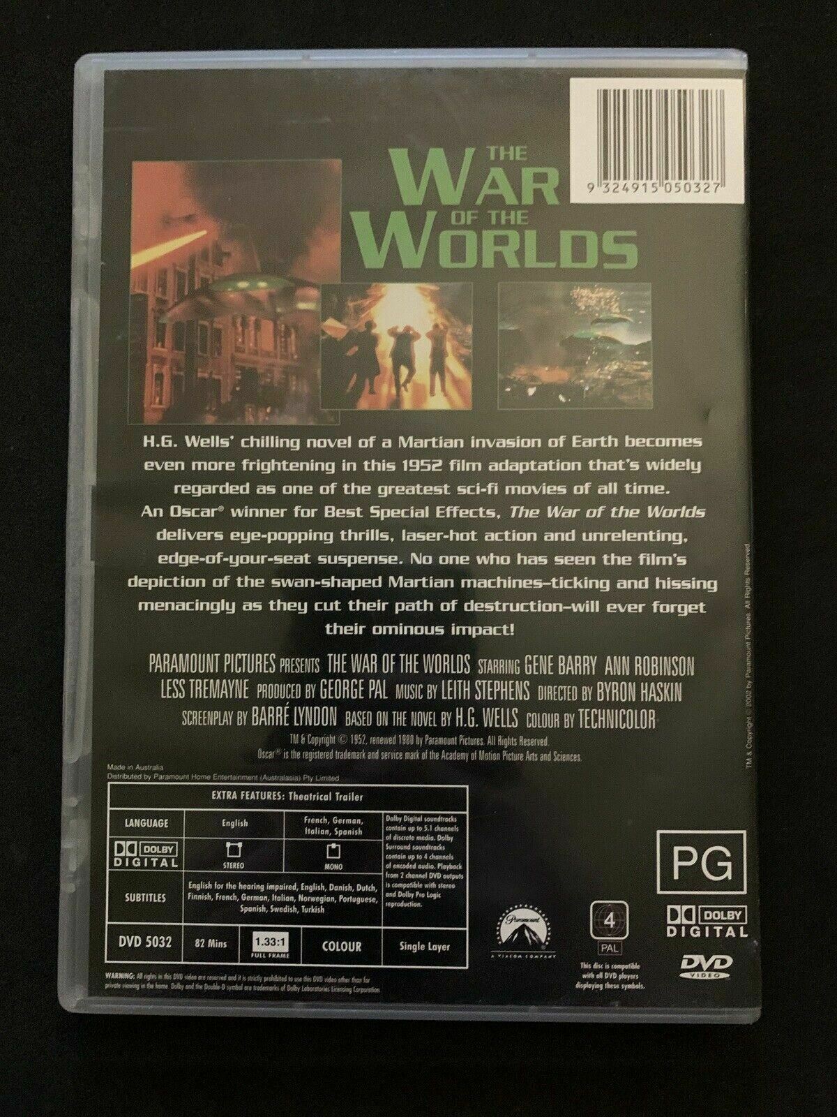 The War Of The Worlds (DVD, 1953) Gene Barry, Ann Robinson - Region 4