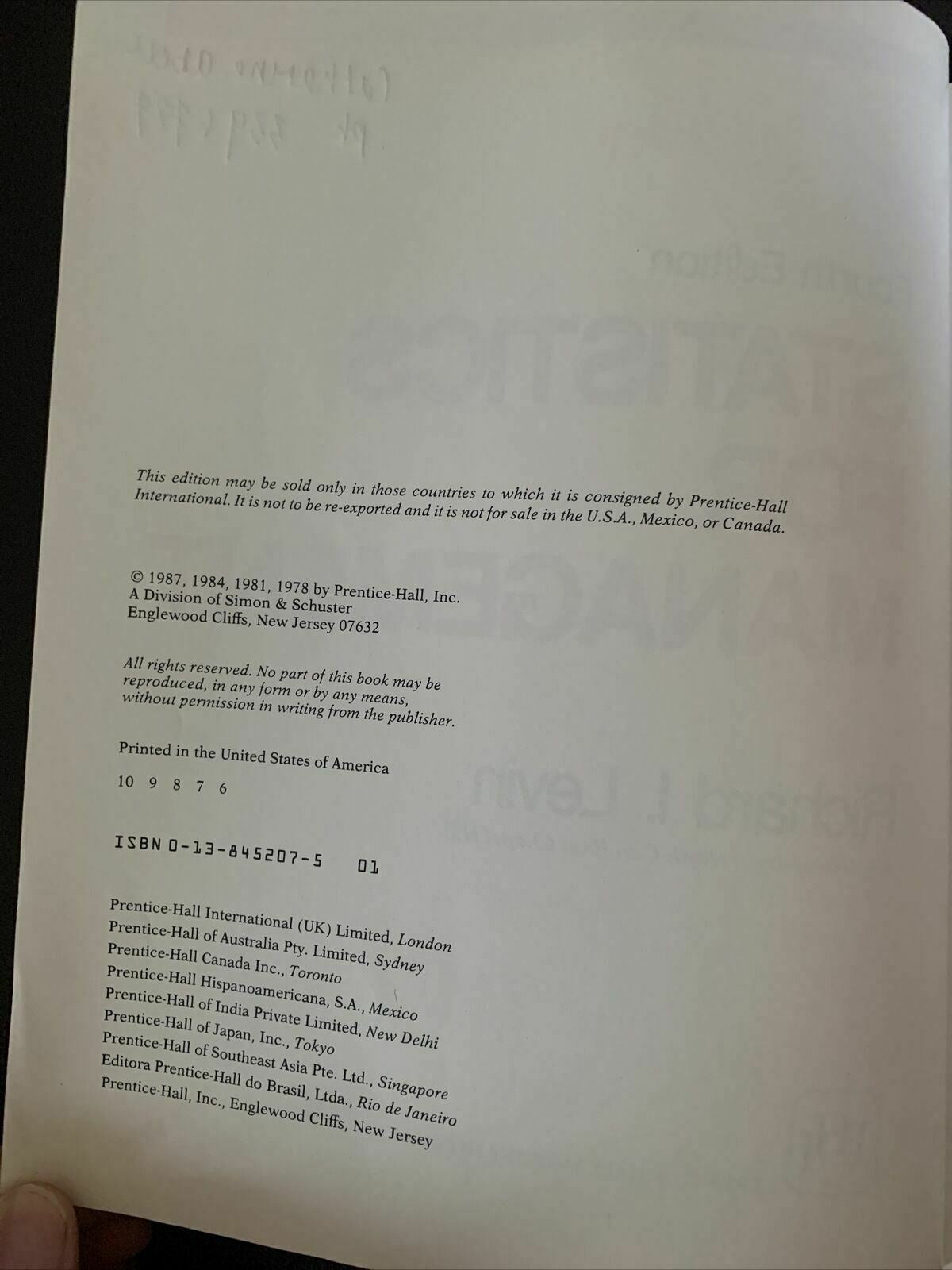 Statistics For Management Fourth Edition