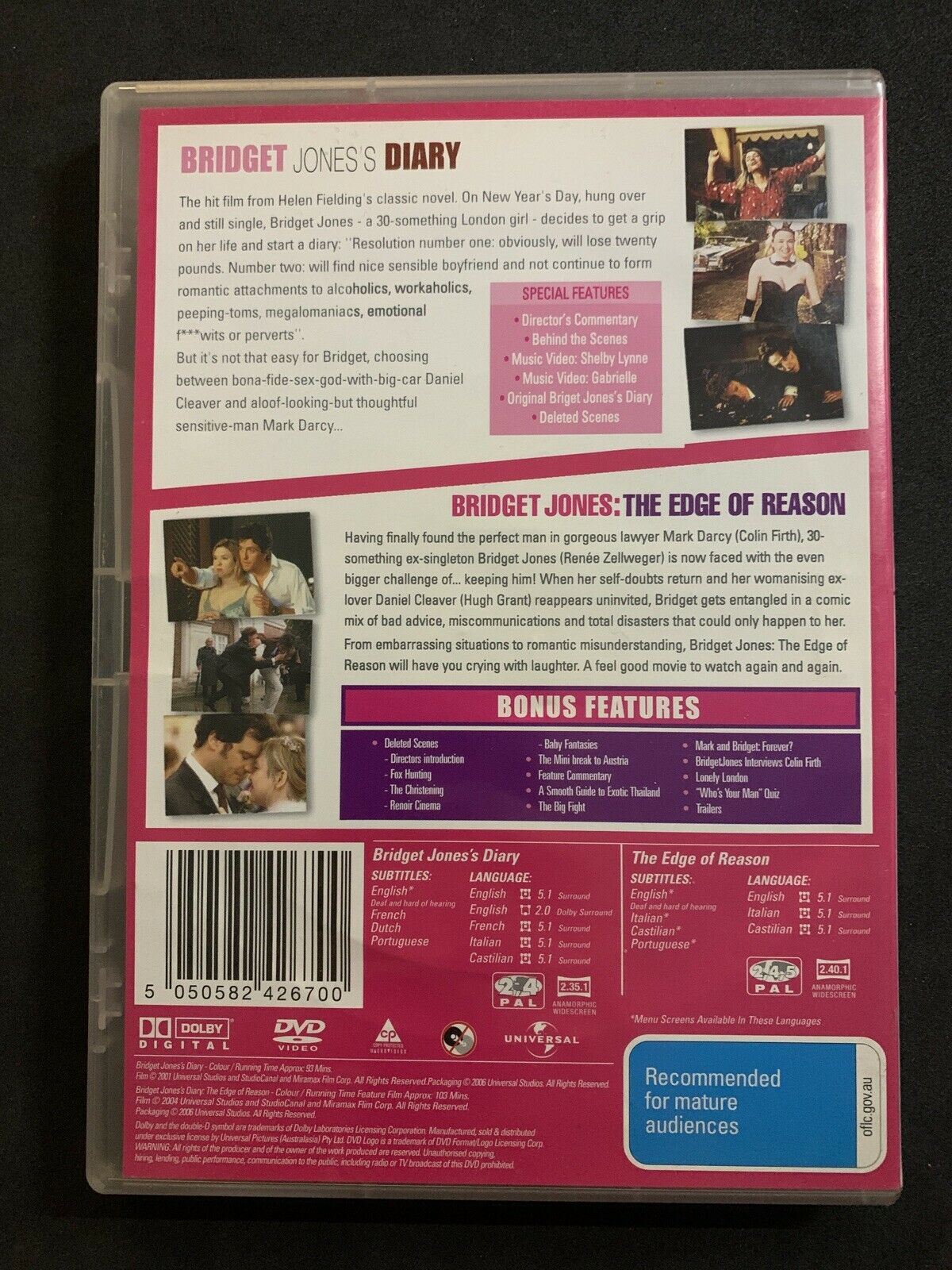 Bridget Jones Diary  / Bridget Jones Edge Of Reason (DVD, 2008, 2-Disc Set)