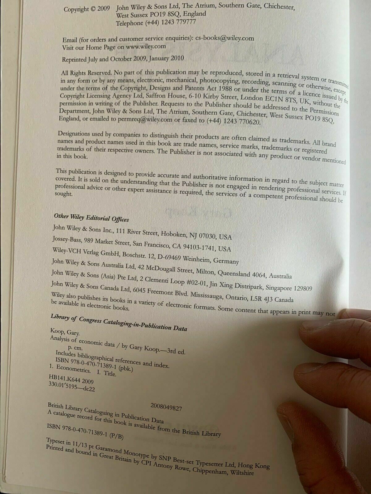 Analysis of Economic Data by Gary Koop 3rd Edition