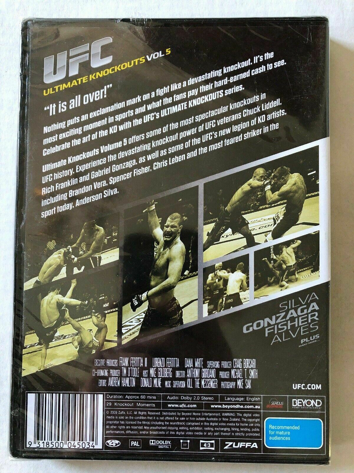 UFC Ultimate Knockouts 5 DVD Region 4 [New! Sealed] - Silva Gonzaga Fisher Alves