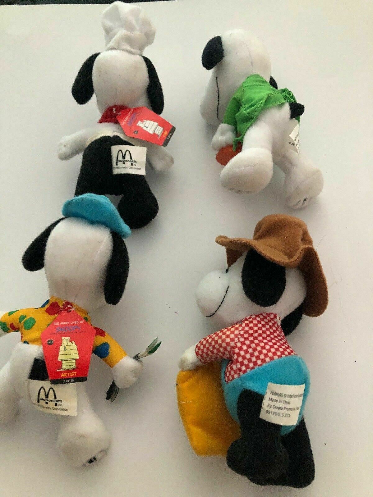 SNOOPY CHEF SCIENTIST ARTIST FARMER Genuine MCDONALDS 2001 Plush Toys