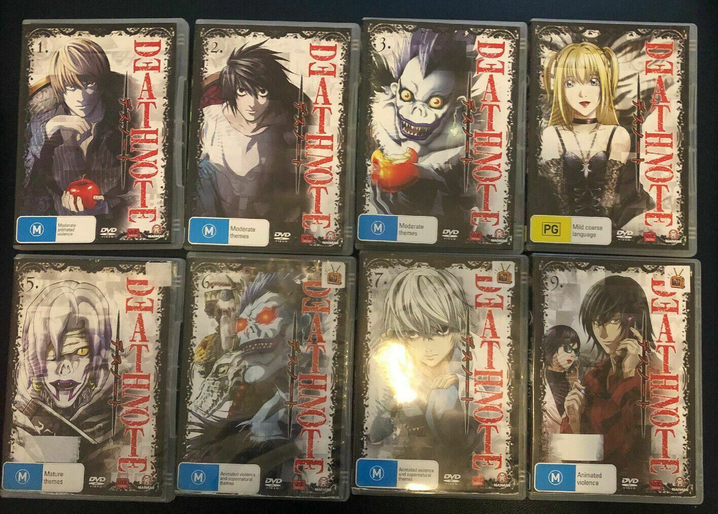 Death Note : Volumes 1 ,2, 3, 4, 5, 6, 7, 9 region 4 (DVD, 2008) Anime Madman