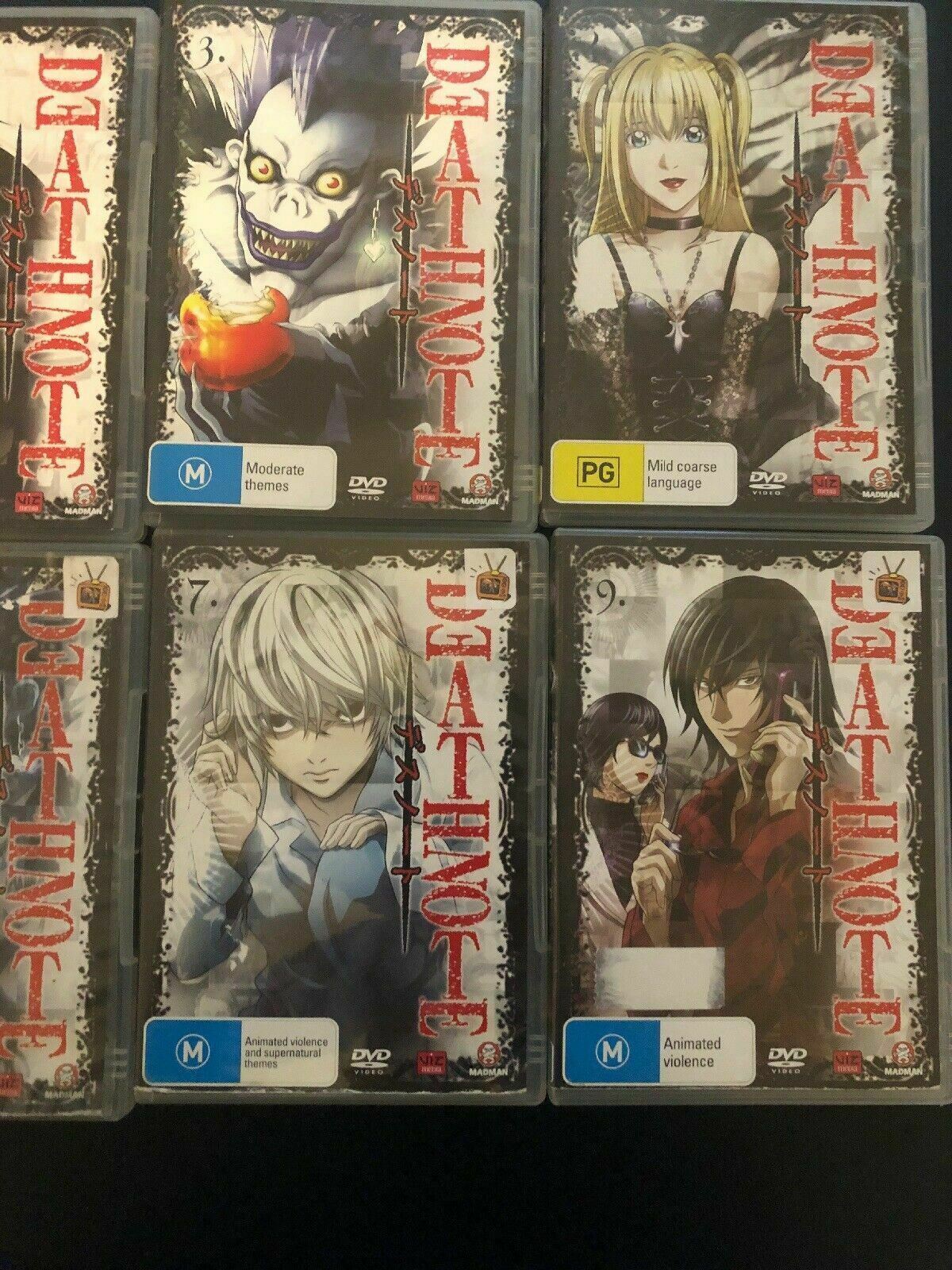 Death Note : Volumes 1 ,2, 3, 4, 5, 6, 7, 9 region 4 (DVD, 2008) Anime Madman