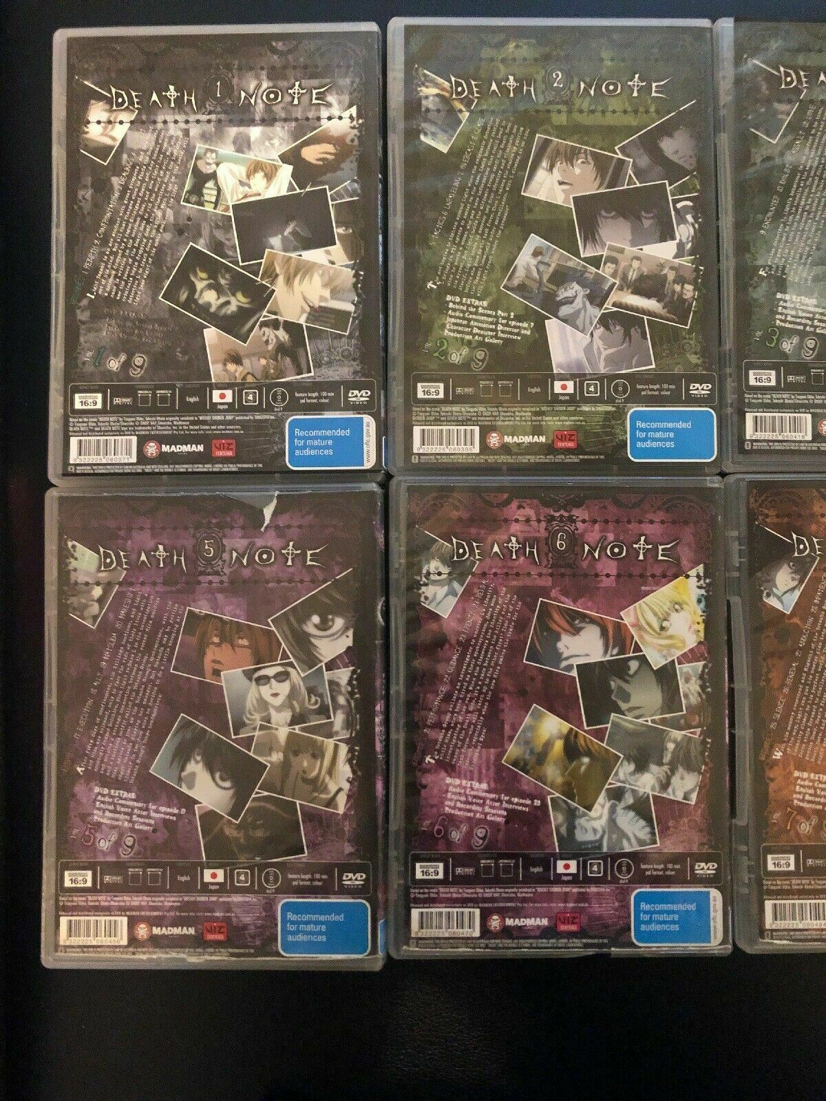 Death Note : Volumes 1 ,2, 3, 4, 5, 6, 7, 9 region 4 (DVD, 2008) Anime Madman