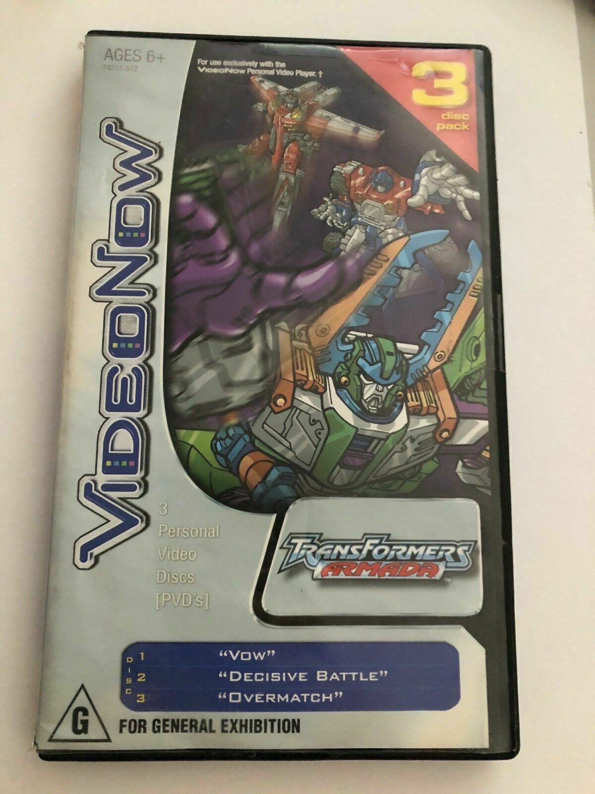 Transformers Armada VideoNow 3 Personal Video Discs PVD's - Free Postage!