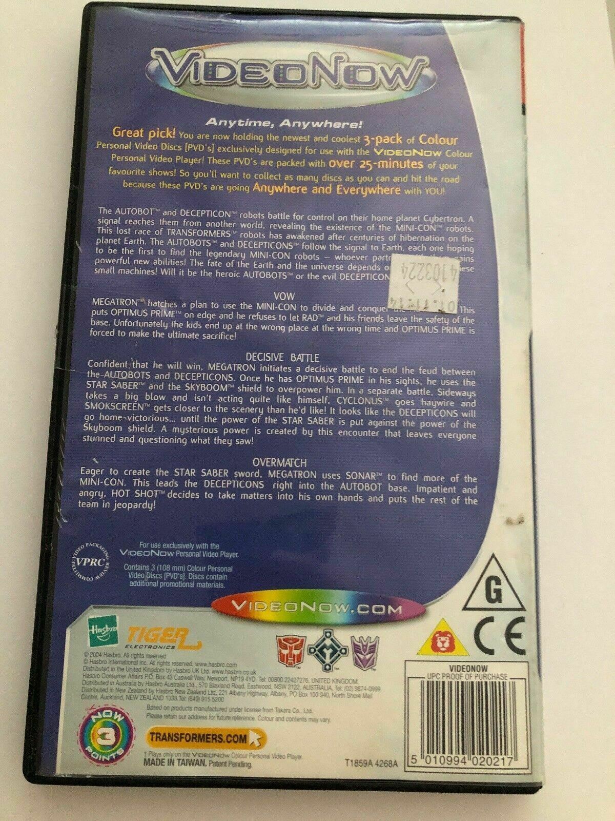 Transformers Armada VideoNow 3 Personal Video Discs PVD's - Free Postage!