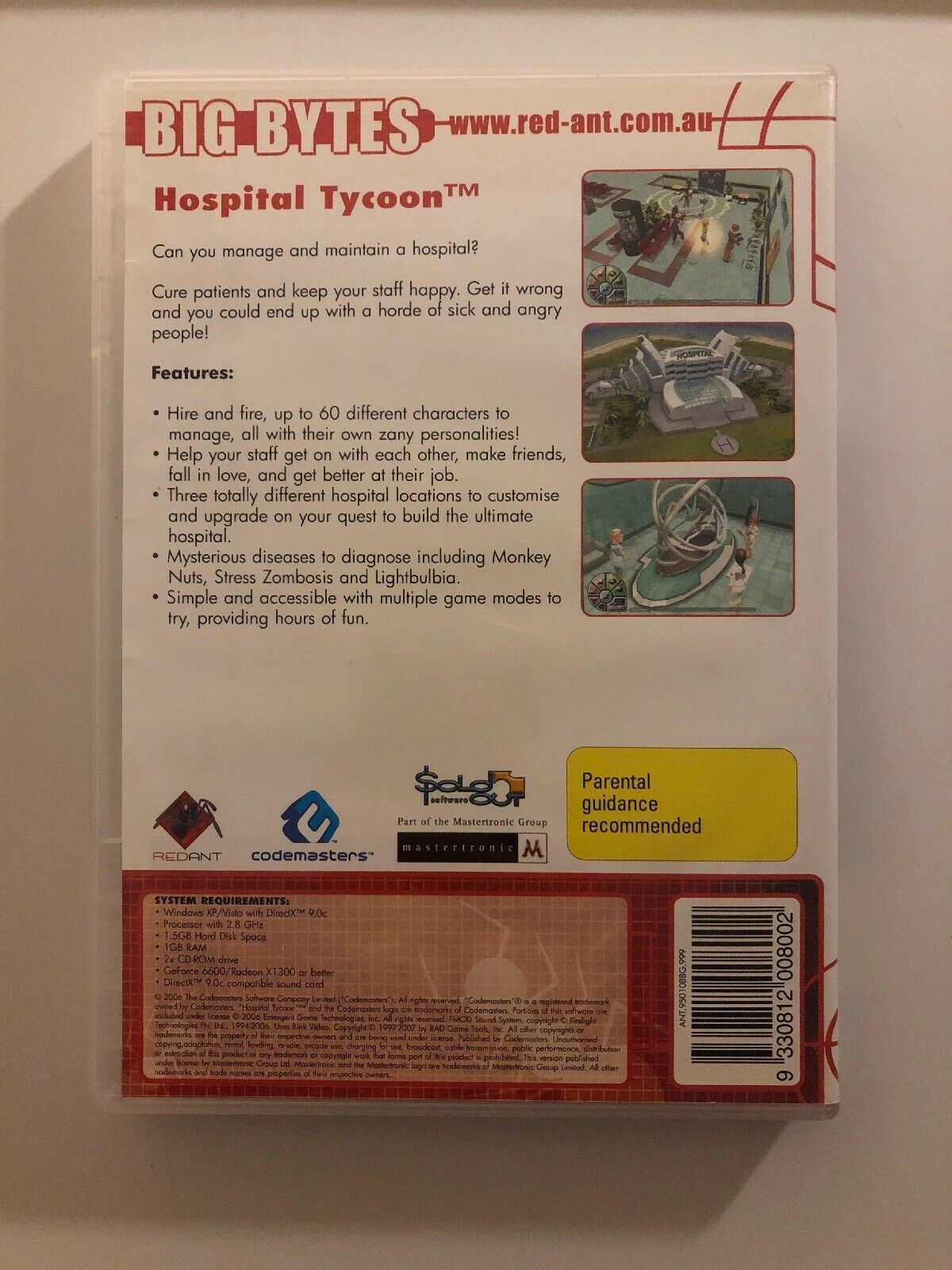 Hospital Tycoon (PC: Windows, 2007) Hospital Simulation Management Strategy Game