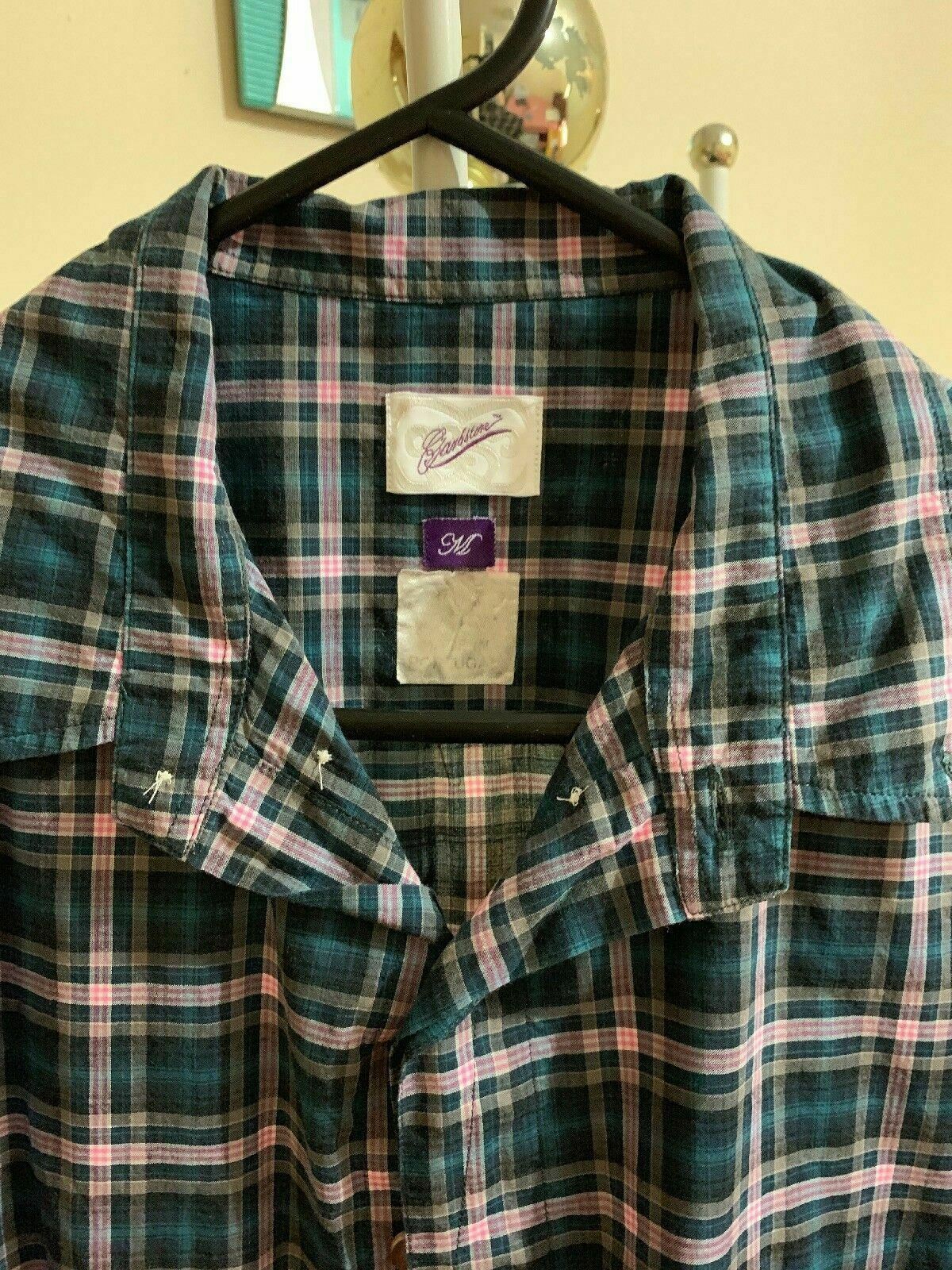 Garbstone Men's Long Sleeve Striped Shirt Medium Size 100% Cotton