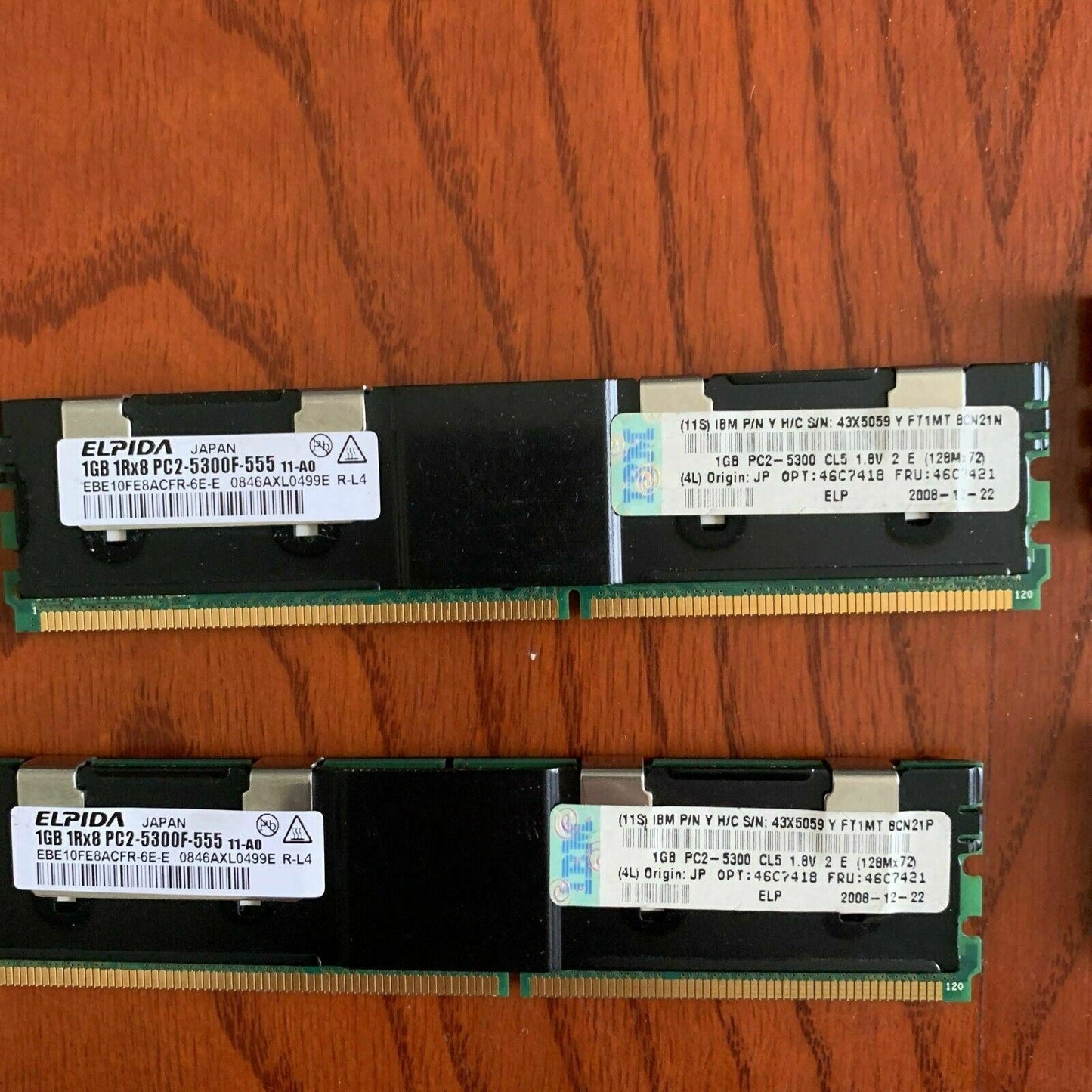 8x Elpida EBE10FE8ACFR-6E-E 1GB DDR2-667MHz PC2-5300 CL5 240Pin FB-DIMM RAM