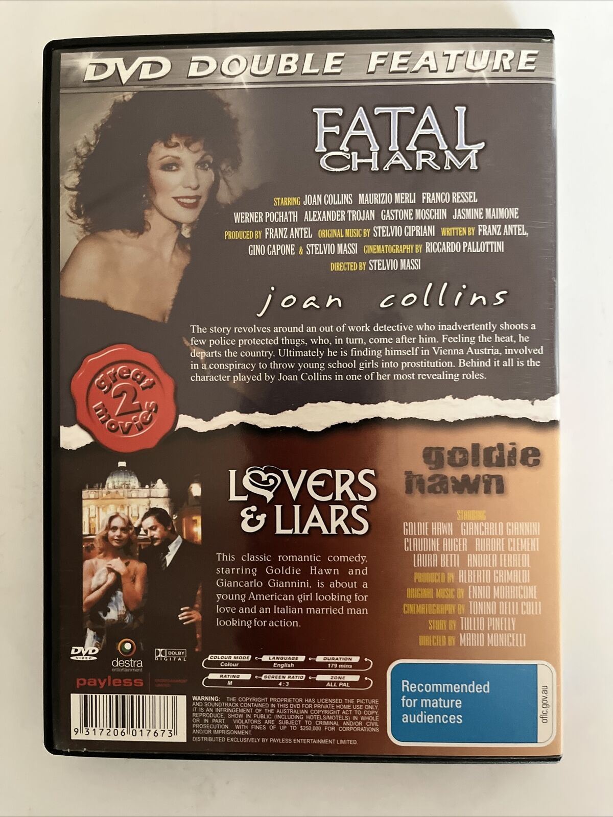 Fatal Charm / Lovers & Liars (DVD) Joan Collins, Goldie Hawn. All Regions