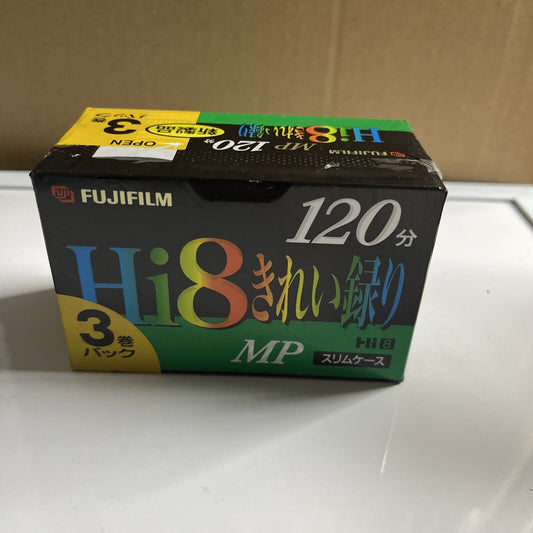 Fujifilm Hi8 120min 3 Pack MP 8mm Cassette Tape P6-120 Made in Japan NEW Sealed