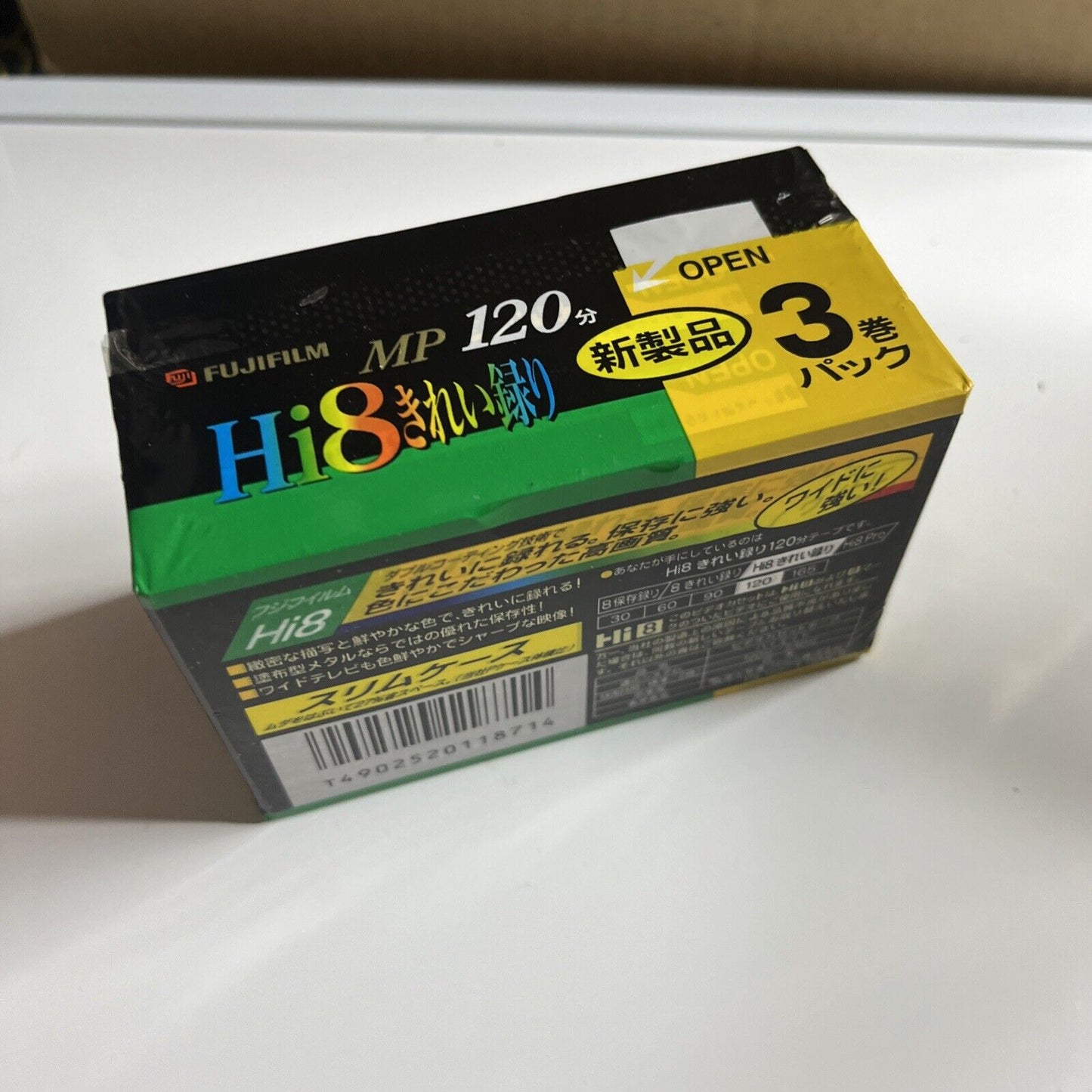 Fujifilm Hi8 120min 3 Pack MP 8mm Cassette Tape P6-120 Made in Japan NEW Sealed