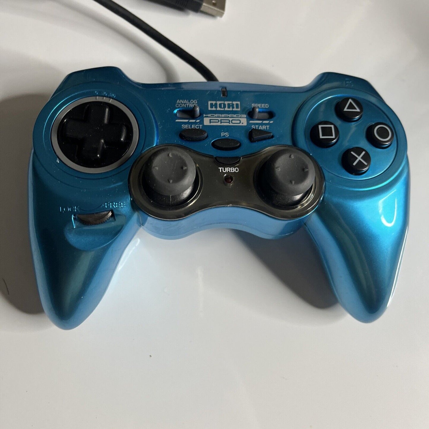 Hori Horipad 3 Pro Sony PlayStation PS3 Controller Blue Turbo + Adjustable D-Pad