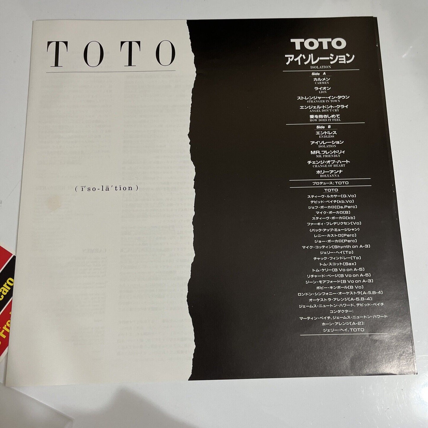 Toto – Isolation 1984 LP Vinyl Record Obi with Stickers 28AP 2929