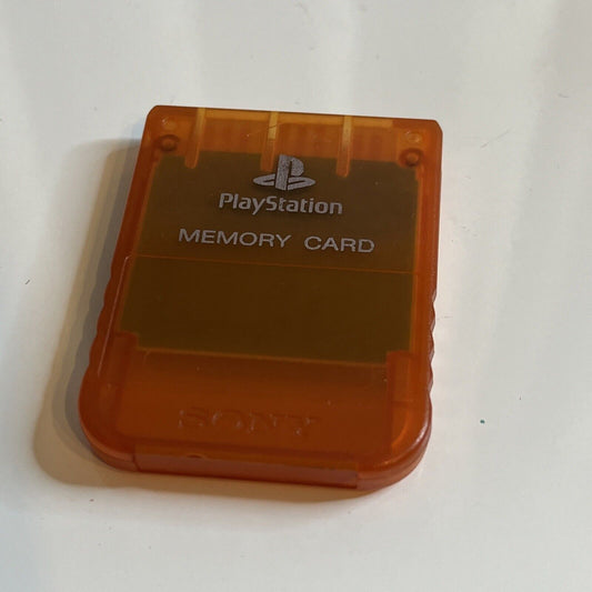 Authentic Genuine Sony PlayStation Memory Card Transparent Orange SCPH-1020
