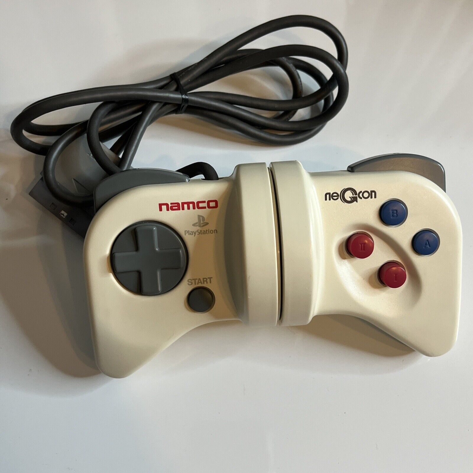Genuine NAMCO Sony PlayStation 1 PS1 Negcon Ridge Racer Controller Whi ...