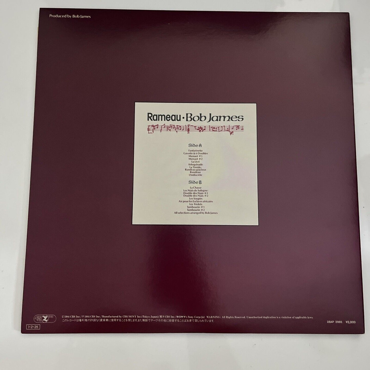 Bob James – Rameau 1984 LP Vinyl Record Obi Gatefold Japan 28AP 2985