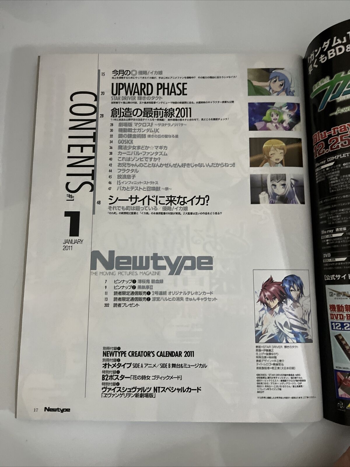 NewType Magazine January 2011 Japanese Anime Manga Calendar Otometype StarDriver