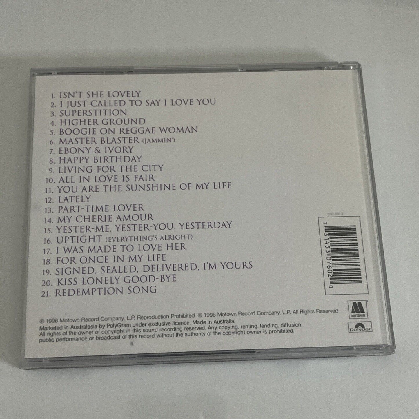 Song Review: A Greatest Hits Collection by Stevie Wonder (CD, 1996)